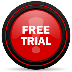 free trial red glossy web icon