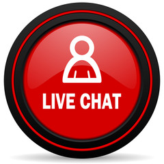 live chat red glossy web icon