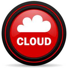 cloud red glossy web icon