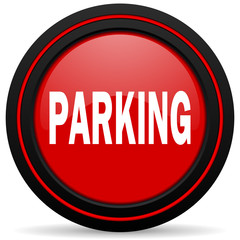 parking red glossy web icon
