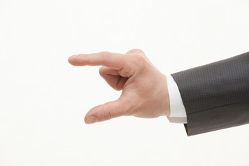 Businessman's hand showing big size