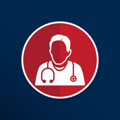 Doctor with stethoscope around his neck icon