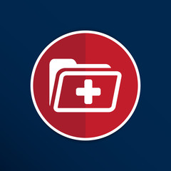 Medical health record folder flat icon for healthcare