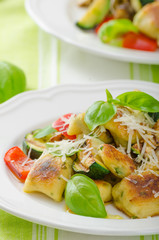 Homemade gnocchi with mediterranean vegetables