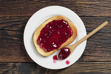 Fried bread with jam