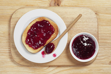 Bread with strawberry jam