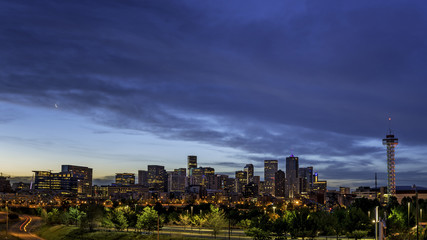 City lights of Denver Colorado