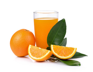 Orange juice and orange isolated on white background