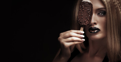 Sexy girl with ice cream.