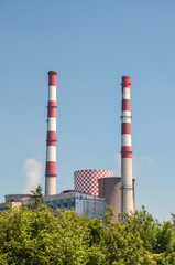 Fototapeta na wymiar Chimneys of coal power plant