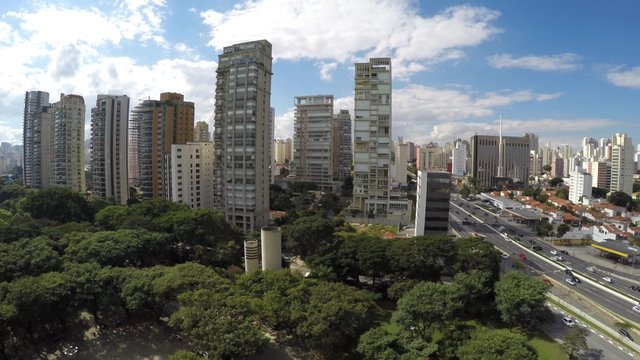 Aerial View of Sao Paulo skyline, Brazil