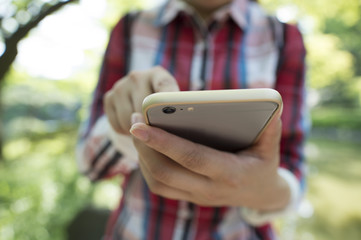 Young women who are using the latest smartphone