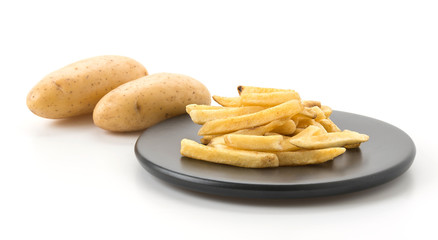 french fries on white background