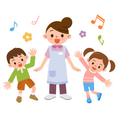 保育士と子供たち