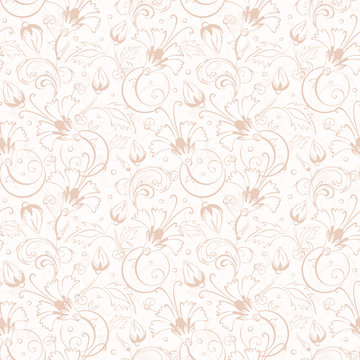 Vector vintage beige turkish floral seamless pattern