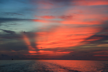Colorful Red Sky Background or Red blood sky on good weather day. colorful sky.