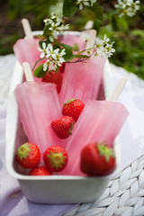 Popsicle with fresh berries