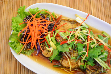 Fried fish with plum sauce