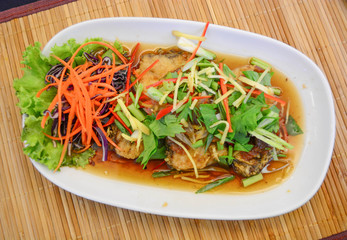 Fried fish with plum sauce