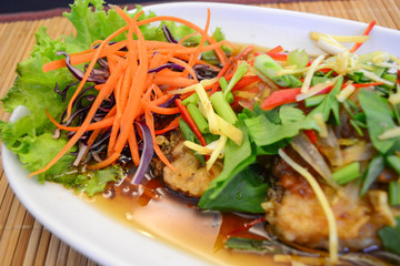 Fried fish with plum sauce