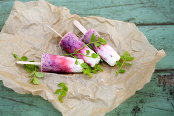 Popsicle with fresh berries