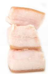 salty bacon on a white background