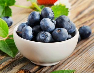 Blueberries on wooden table