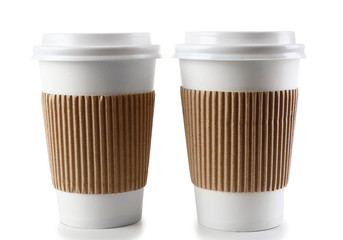 Paper cups isolated on white