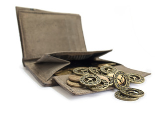 scattering of coins from her purse