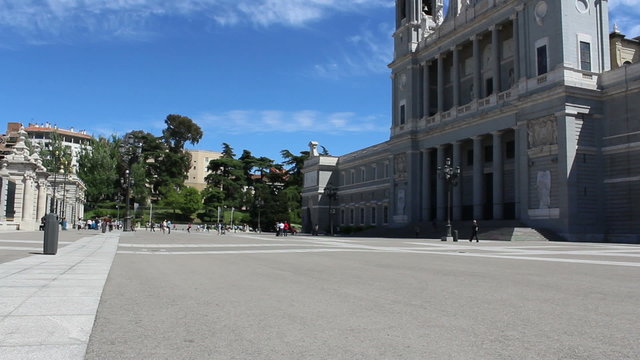 Square of Almudena Church, Madrid Cathedral Time Lapse
