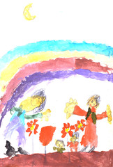 Kids drawing on paper background