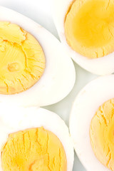 boiled eggs on white