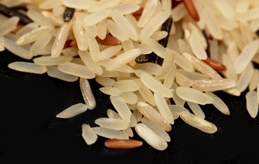 rice grain on black background