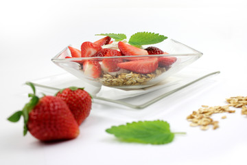 Muesli with strawberries - healthy breakfast