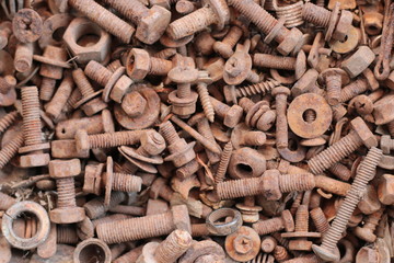 A lot of old bolts and nuts. Hardware.