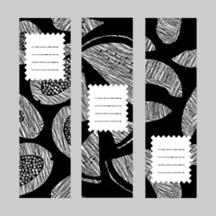 Vertical Fruit Banner Set. Healthy lifestyle series. Illustration.