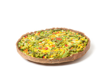 veggie pizza or pie on white