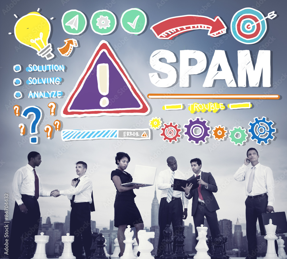 Poster spam problem virus online malware hacking concept