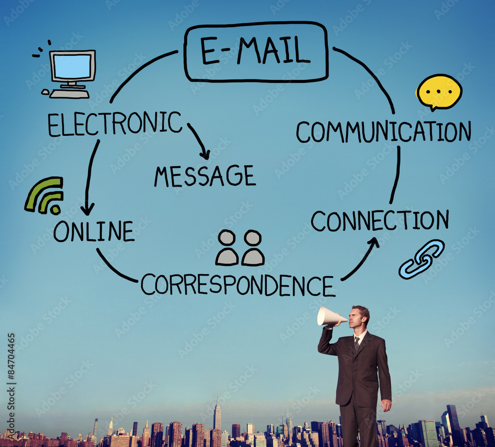 Poster email data content internet communication messaging concept
