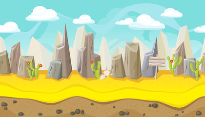 Seamless desert landscape with mountains for game design
