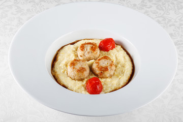 Millet porridge and rissoles
