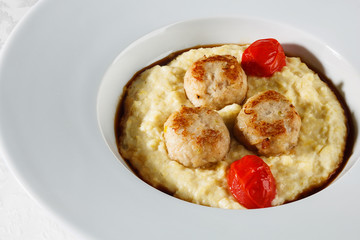 Millet porridge and rissoles