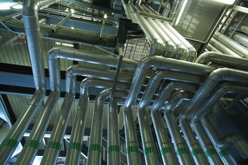 Industrial zone, Steel pipelines in green tones
