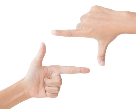 hand gesture picture frame isolated clipping path inside