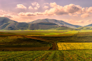 View of the Sibillini Mountains