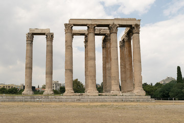 20)	Columns of the temple of zeus against a blue sky.