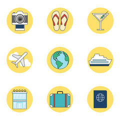 Travel icons set, line style