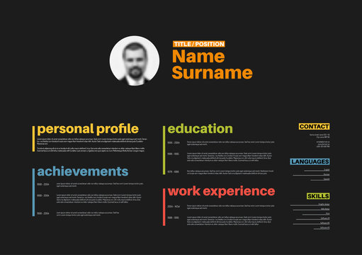 cv / resume template with nice typography