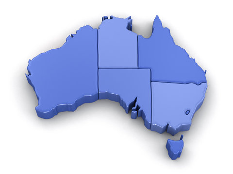 Map of Australia. Image with clipping path.