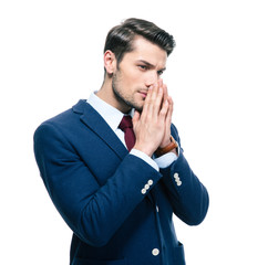 Portrait of a handsome pensive businessman